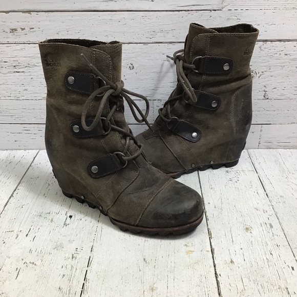 Sorel Joan of Arctic Hidden Wedge Lace Up Leather Boots Size 8 - Picture 3 of 11